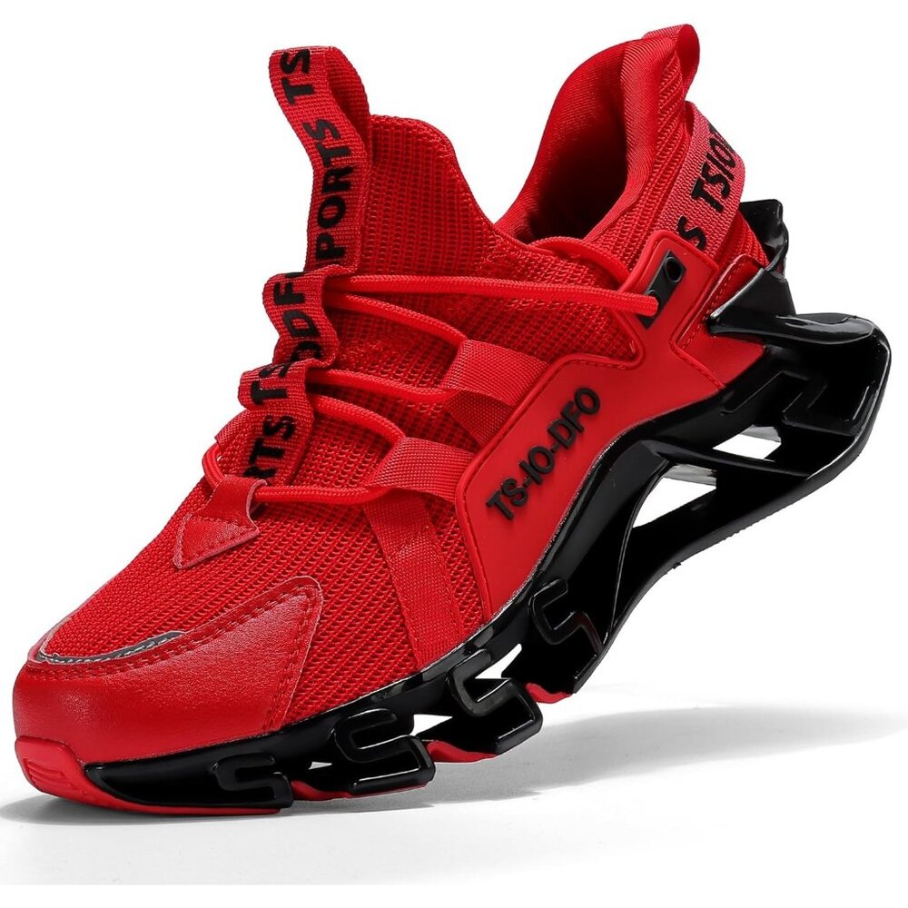 Women's Red Black Running Walking Breathable Fabric Athletic Sneakers Shoes